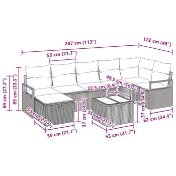 Sofa Set mit Kissen 5 pcs Poly-Rattan