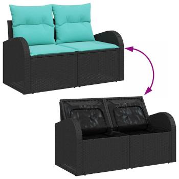 Garten-Sofa-Set mit Kissen 6 pcs Schwarz Poly Rattan