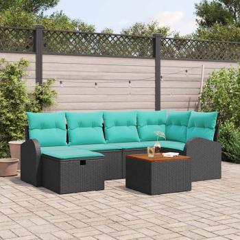 ARDEBO.de - Gartensofa-set 7 Stk. Schwarz Poly Rattan