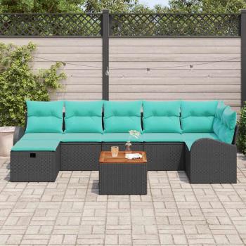 Gartensofa-set 8 Stk. Schwarz Poly Rattan