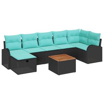 Gartensofa-set 8 Stk. Schwarz Poly Rattan