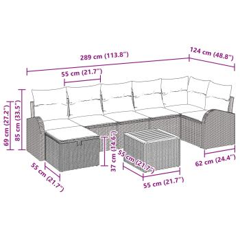 Gartensofa-set 8 Stk. Schwarz Poly Rattan