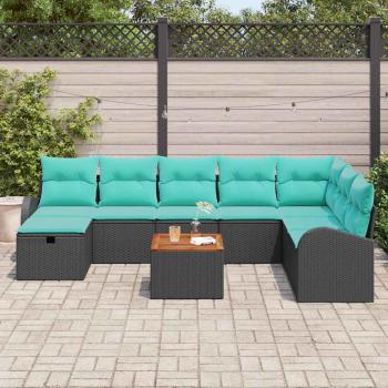Gartensofa-set 9 Stk. Schwarz Poly Rattan