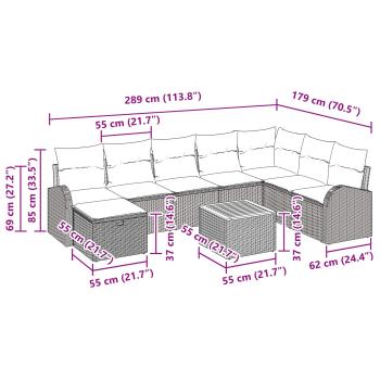 Gartensofa-set 9 Stk. Schwarz Poly Rattan