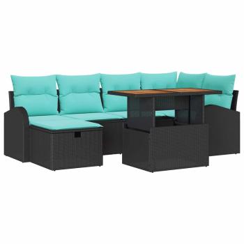 Garten-Sofa-Set 7 Stk. Schwarz Poly-Rattan