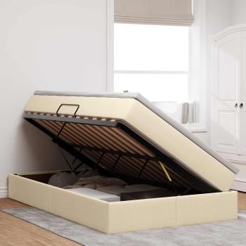 Aufbewahrungsbett mit Matratze Creme 120 x 190 cm Polyester