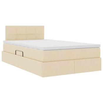 Aufbewahrungsbett mit Matratze Creme 120 x 190 cm Samt