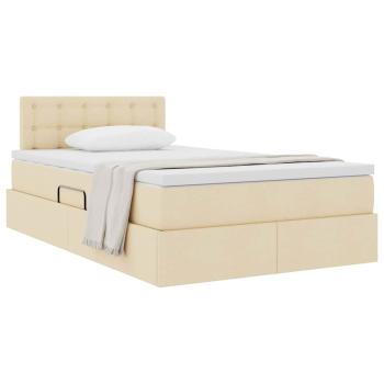 Aufbewahrungsbett mit Matratze Creme 120 x 190 cm Samt