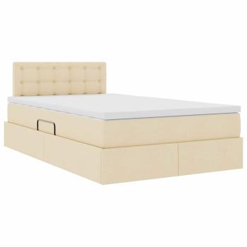 Aufbewahrungsbett mit Matratze Creme 120 x 190 cm Samt