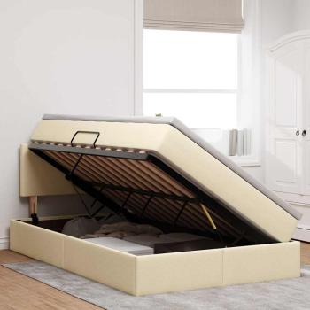 LED-Speicherbett mit Matratze Creme 120 x 190 cm Stoff