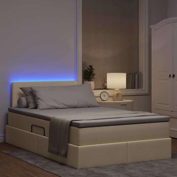 LED-Speicherbett mit Matratze Creme 120 x 190 cm Stoff