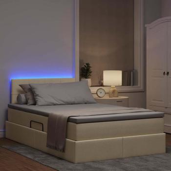 LED-Speicherbett mit Matratze Creme 120 x 190 cm Stoff