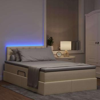 LED-Speicherbett mit Matratze Creme 120 x 190 cm Stoff