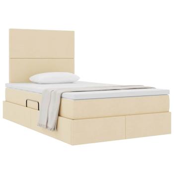 Aufbewahrungsbett mit Matratze Creme 120 x 190 cm Stoff