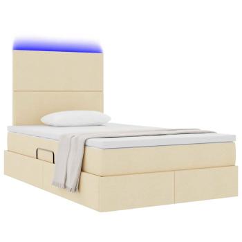 LED-Speicherbett mit Matratze Creme 120 x 190 cm Stoff