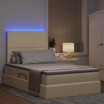LED-Speicherbett mit Matratze Creme 120 x 190 cm Stoff