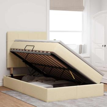 LED-Speicherbett mit Matratze Creme 120 x 190 cm Stoff