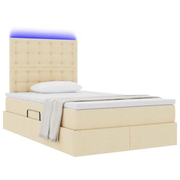 LED-Speicherbett mit Matratze Creme 120 x 190 cm Stoff