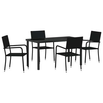 Garten Essgruppe 5 Stk. Schwarz Poly-Rattan
