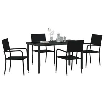 Garten Essgruppe 5 Stk. Schwarz Poly-Rattan