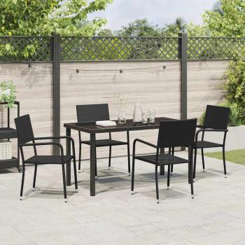 Garten Essgruppe 5 Stk. Schwarz Poly-Rattan