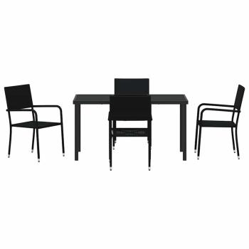 Garten Essgruppe 5 Stk. Schwarz Poly-Rattan