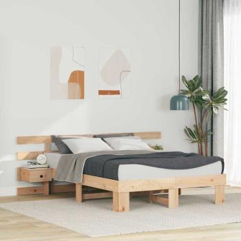 ARDEBO.de - Bettrahmen mit Kopfteil Braun 120 x 190 cm Massives Kiefernholz