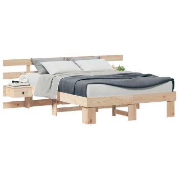 Bettrahmen mit Kopfteil Braun 120 x 190 cm Massives Kiefernholz