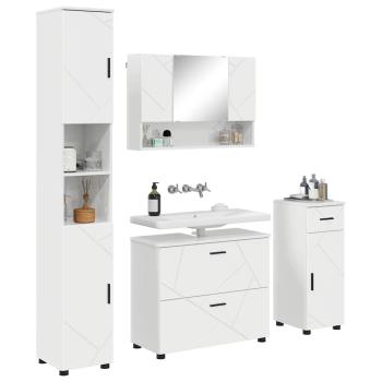 Badezimmermöbel-Set 4 stk. Hochglanz Weiß 35 x 30 x 192 cm