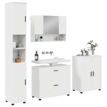 Badezimmermöbel-Set 4 stk. Hochglanz Weiß 35 x 30 x 192 cm