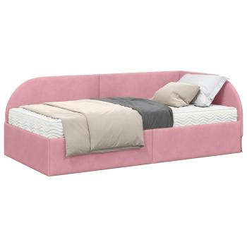 Eckbettgestell mit Matratze 2 stk. Rosa 90 x 200 cm Samt