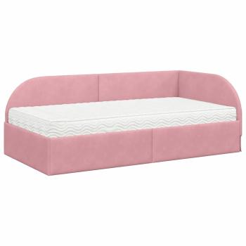 Eckbettgestell mit Matratze 2 stk. Rosa 90 x 200 cm Samt