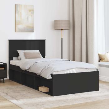 Bettrahmen mit Kopfteil Schwarz 90 x 200 cm Holzwerkstoff