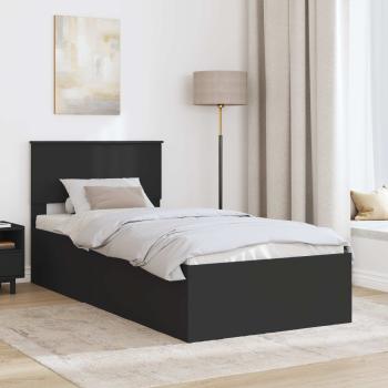 Bettrahmen mit Kopfteil Schwarz 90 x 190 cm Holzwerkstoff