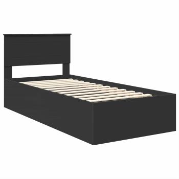 Bettrahmen mit Kopfteil Schwarz 90 x 190 cm Holzwerkstoff