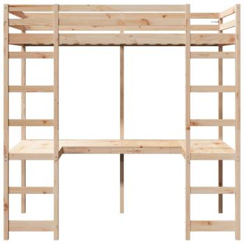 Hochbettrahmen Natur 75 x 190 cm Massives Kiefernholz