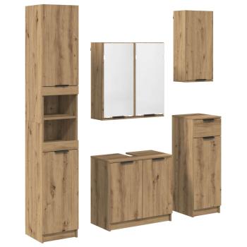 Badezimmermöbel-Set 5 stk. Artisan-Eiche 64,5 x 33,5 x 59 cm
