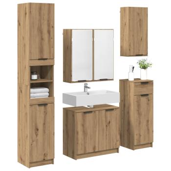 Badezimmermöbel-Set 5 stk. Artisan-Eiche 64,5 x 33,5 x 59 cm