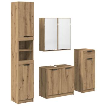 Badezimmermöbel-Set 4 stk. Artisan-Eiche 64,5 x 33,5 x 59 cm