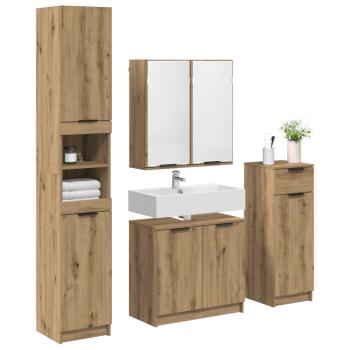 Badezimmermöbel-Set 4 stk. Artisan-Eiche 64,5 x 33,5 x 59 cm