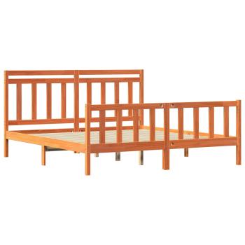 Bettrahmen mit Kopfteil 2 pcs Wachsbraun 205,5 x 185,5 x 100 cm