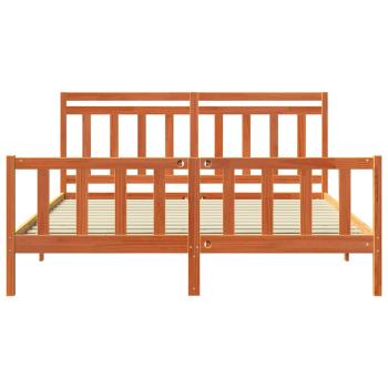 Bettrahmen mit Kopfteil 2 pcs Wachsbraun 205,5 x 185,5 x 100 cm