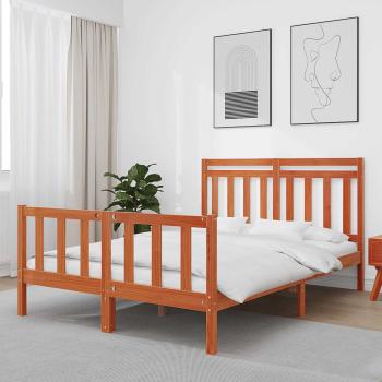 ARDEBO.de - Bettrahmen mit Kopfteil Wachsbraun 205,5 x 165,5 x 100 cm
