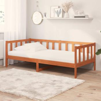 Tag-Bett mit Kopfteil Wachsbraun und Weiß 90 x 200 cm