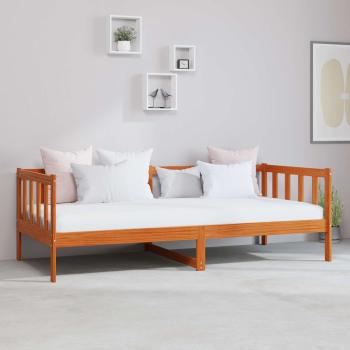 Tag-Bett mit Kopfteil Wachsbraun und Weiß 90 x 200 cm