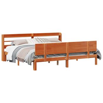 Bettrahmen mit Regal 2 stk. Wachsbraun Massivholz Kiefer