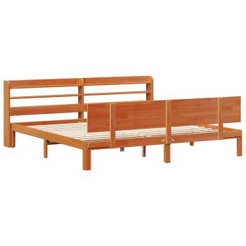 Bettrahmen mit Regal 2 stk. Wachsbraun Massivholz Kiefer
