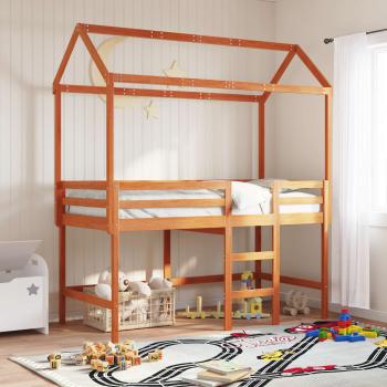 ARDEBO.de - Hochbettrahmen Wachsbraun 90 x 190 cm Massives Kiefernholz