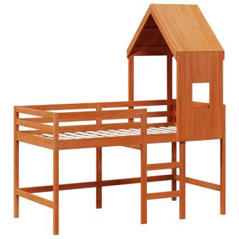Hochbettrahmen Wachsbraun 90 x 190 cm Massives Kiefernholz