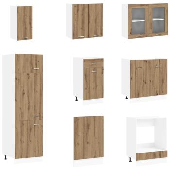 Kücheneinheit Lyon 8 stk. Artisan-Eiche Holzwerkstoff